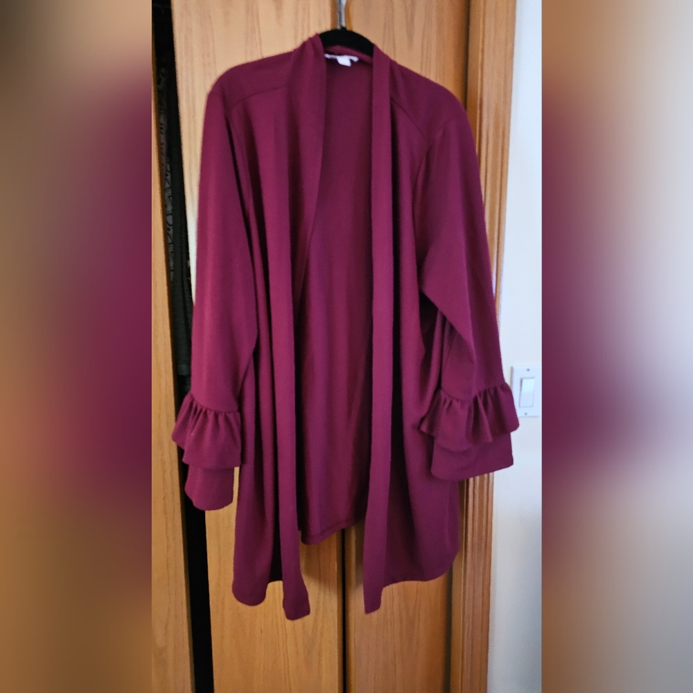 Plus size burgundy cardigan
